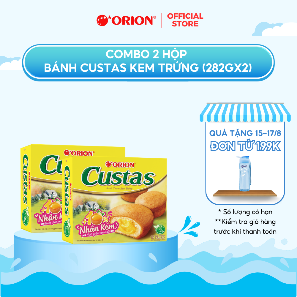 Combo 2 Hộp Bánh CUSTAS Nhân Kem BƠ TRỨNG