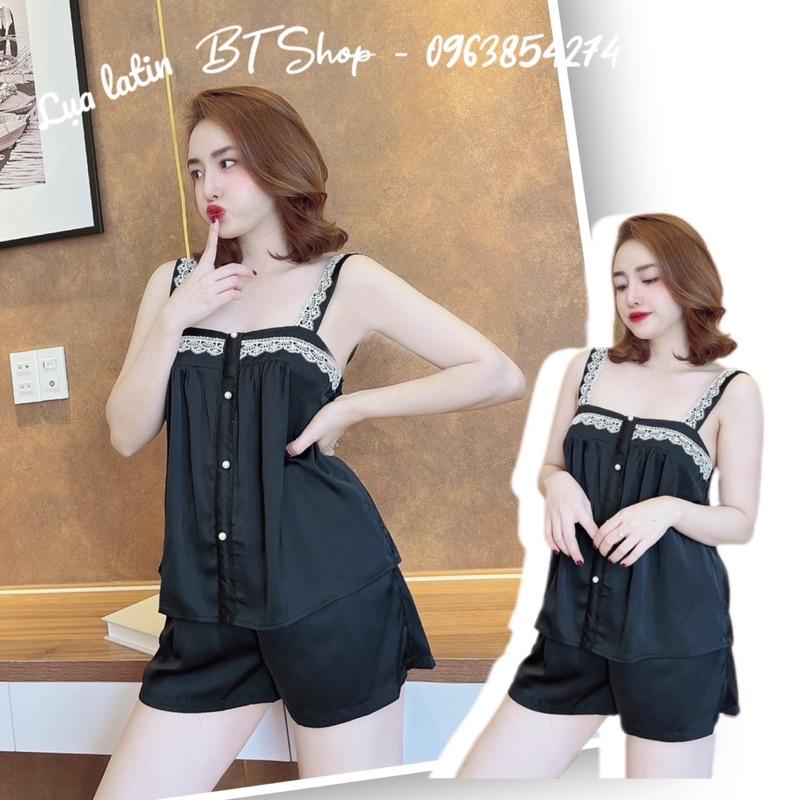 Đồ ngủ mặc nhà lụa latin trơn phối ren freesize 42-57kg