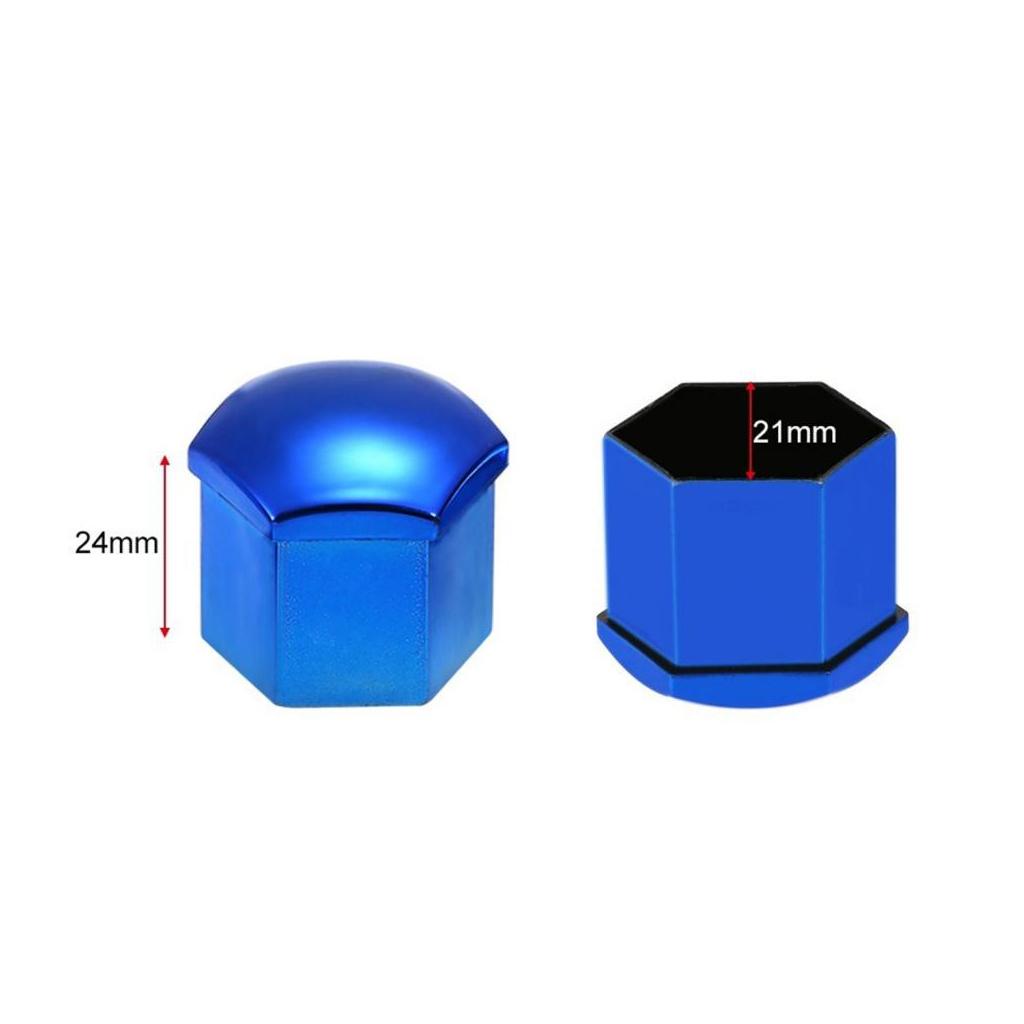 40x 17mm Wheel Chrome Lug Nut Cover Tyre Screw Cap Protector Decor, Blue Red
