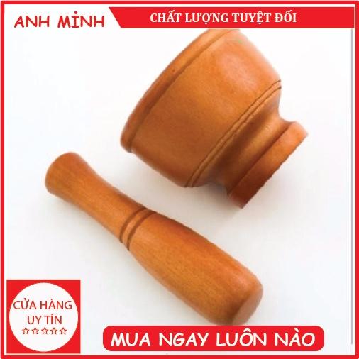 Bộ chày giã cối gỗ cao cấp Bộ chày cối gỗ hình lu tiện dụng trong nhà bếp cao cấp cỡ lớn