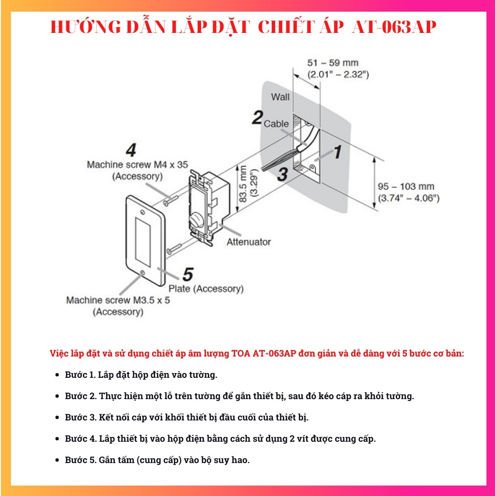 Chiết áp điều chỉnh âm lượng 6W TOA AT-063AP- Hàng Chính Hãng