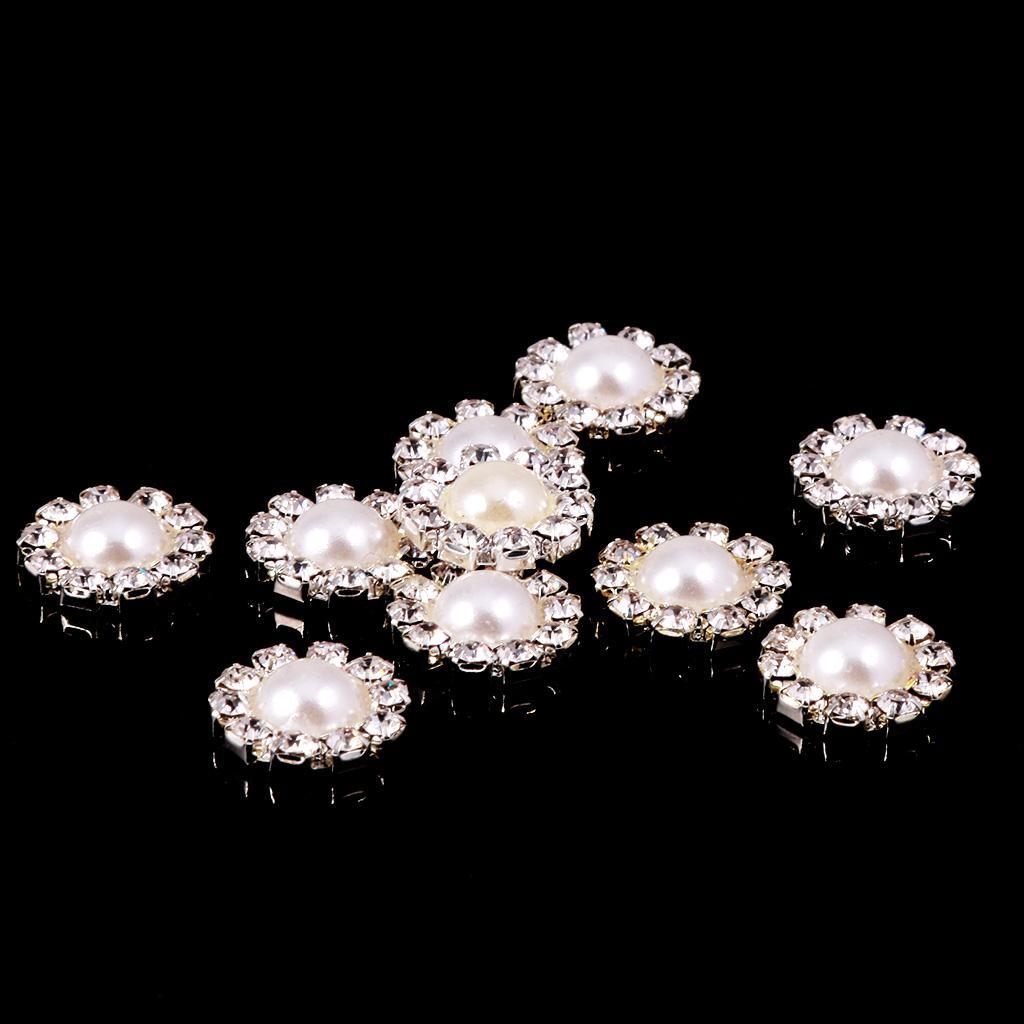 4-20pack 10 Pieces Crystal Pearl Flatback Buttons Scrapbooking Embellishment
