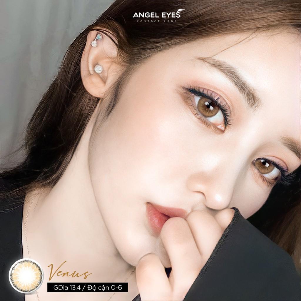 Lens nâu tây có cận 0-8 Venus hiệu Angel Eyes - Dòng kính áp tròng nâu Silicone Hydrogel cao cấp Hàn Quốc Dia 14.0