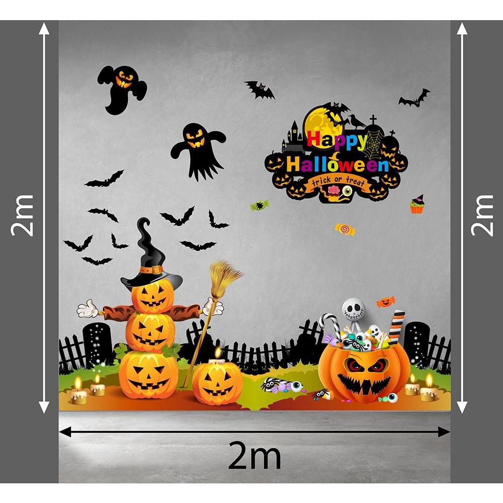 DECAL TRANG TRÍ HALLOWEEN 2021 COMBO LỄ HỘI MA QUÁI CÙNG BÍ NGÔ