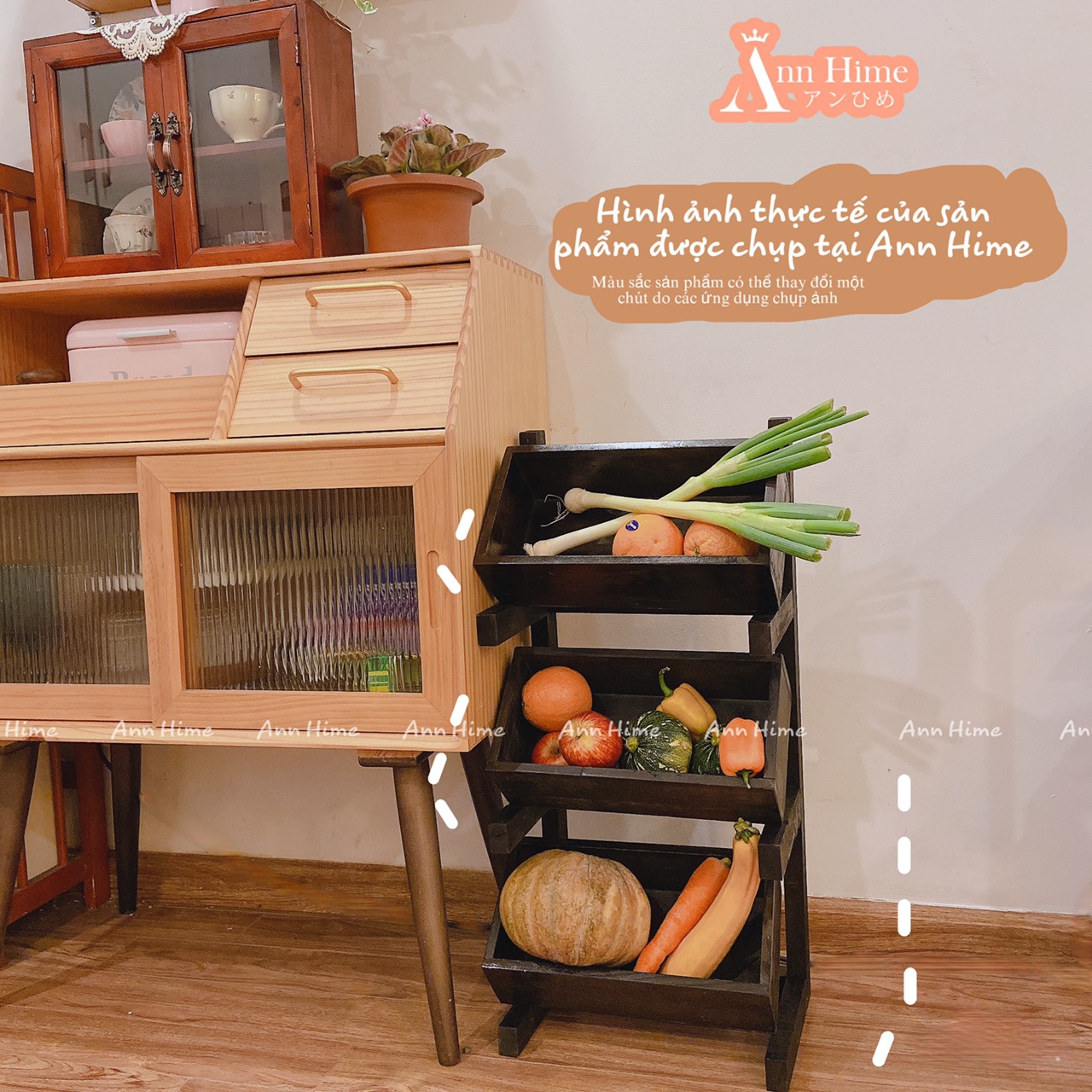 Kệ Gỗ 3 Tầng Decor Vintage Bếp & Phòng Khách Gỗ Thông Để Đồ Góc Tường Để Sách Tạp Chí SP13