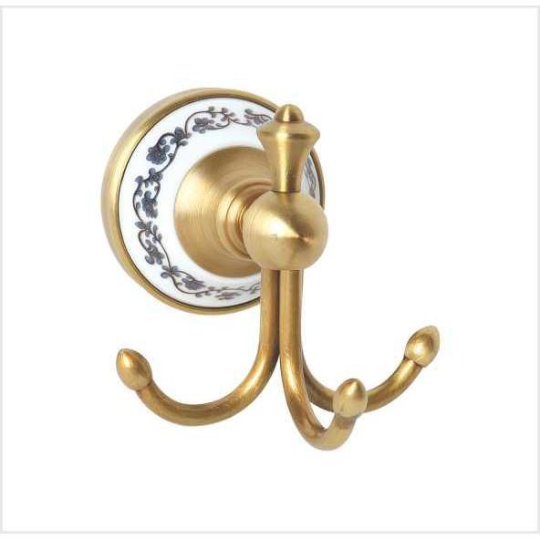 Móc treo khăn cổ điển - Móc treo khăn 3 móc chân sứ hoa tiết