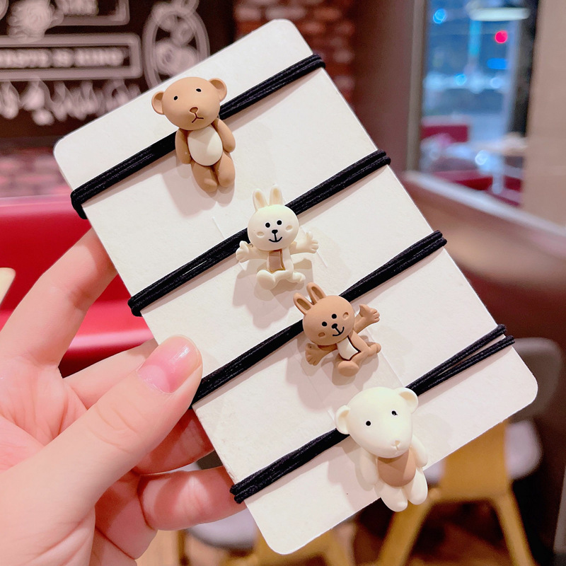 Cột tóc buộc tóc hình gấu thỏ màu trà sữa mới phong cách Hàn Quốc Tatitava