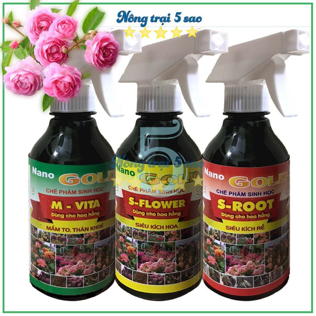 Combo 3 chai chế phẩm sinh học NANO GOLD Dành cho hoa hồng thúc đẩy ra mầm, Thân khỏe mạnh , Hoa nở to và thơm