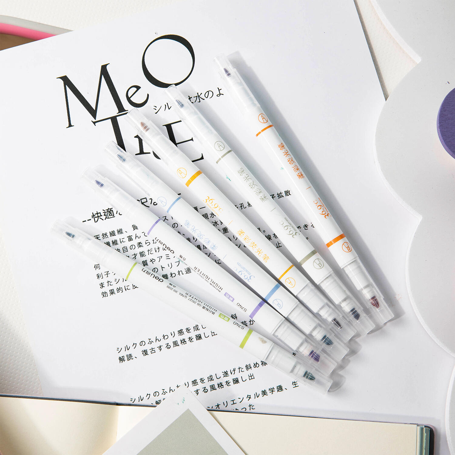 Set 6 Chiếc Bút Highlight Hai Đầu Bút Nhớ Dòng Đánh Dấu Dạ Quang Take Note Ghi Chú Deli - Nét Trơn Mượt, Màu Tươi Sáng - S606 S740