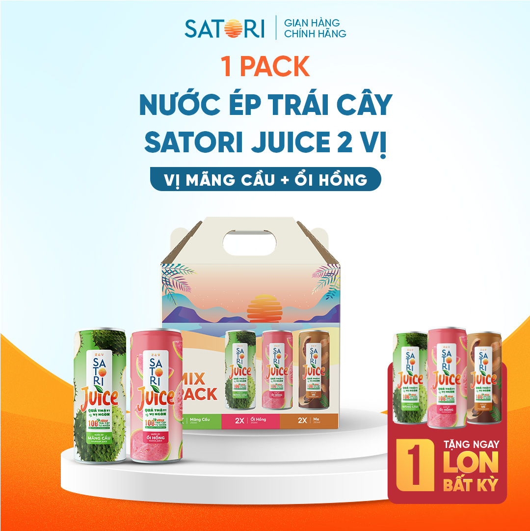 Pack 2 vị nước ép trái cây Satori Juice 250ml-  Nhiều sự lựa chon - Mãng cầu