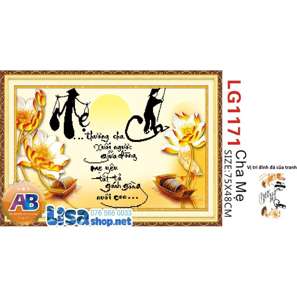 Tranh đính đá CHA MẸ 75x48cm chưa đính lg1171
