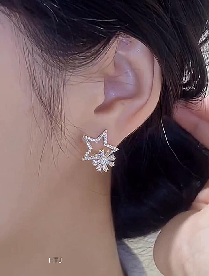 Bông tai bạc hình ngôi sao chất liệu bạc s925 MS068