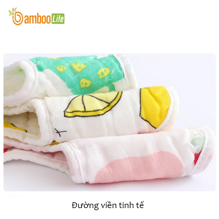 Yếm ăn dặm cho bé Bamboo Life Khăn yếm tam giác cho bé cổ tròn hình hoa Khăn yếm quàng cổ xoay 360 độ Yếm dãi mềm mịn thấm hút tốt có cúc bấm hàng chính hãng (Giao màu ngẫu nhiên)