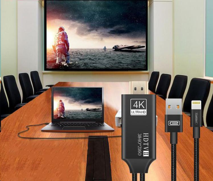 Cáp Lightning to HDMI Earldom W14 (Độ Phân Giải 4K) Hàng chính hãng màu đen