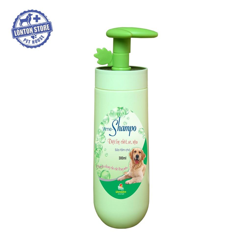 Sữa Tắm Vime Shampoo-Phòng Ve Chó, bọ Chét Cho Chó Mèo lông màu, 300ml - Lonton Store & Vemedim