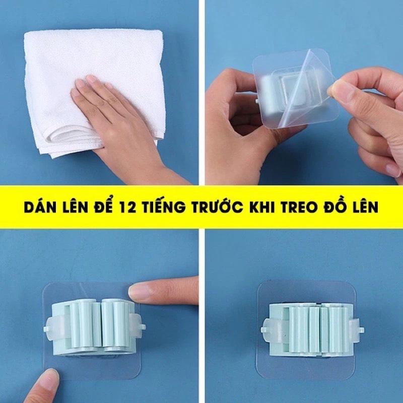 Móc Dán Tường Giữ Cây Lau Nhà, móc treo cây lau nhà dán tường, kẹp chổi chịu lực 6kg