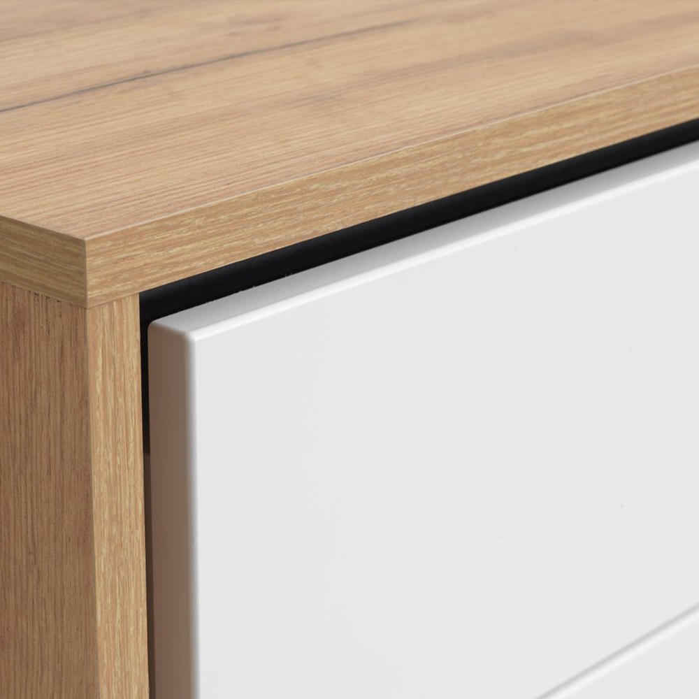 Tủ ngăn kéo JYSK Halby  6 ngăn gỗ công nghiệp trắng/sồi R138xC75xS45cm