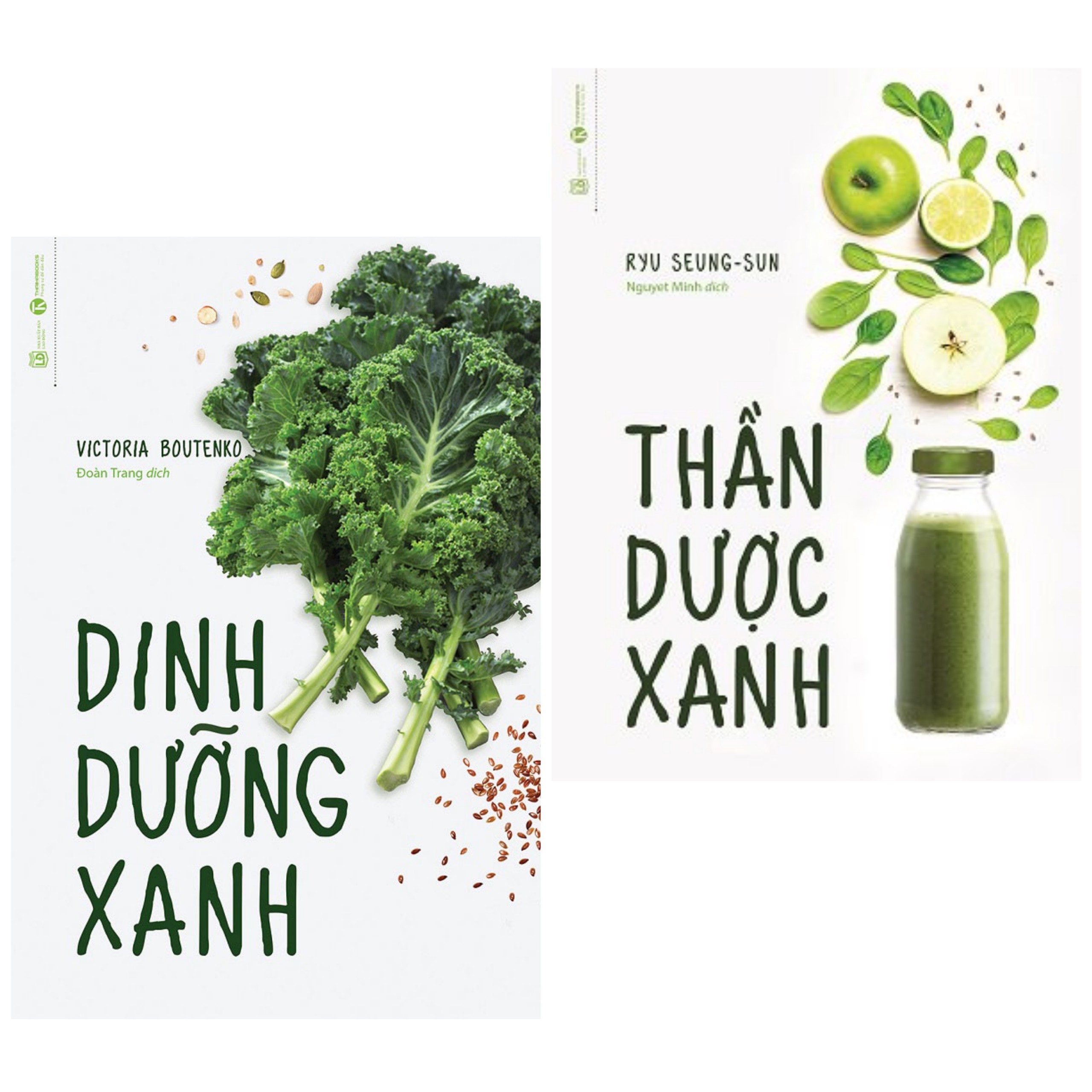 Combo 2 cuốn sách dậy nấu ăn sử dụng tốt các loại rau quả: Thần Dược Xanh + Dinh Dưỡng Xanh ( Tặng kèm Bookmark Happy life)