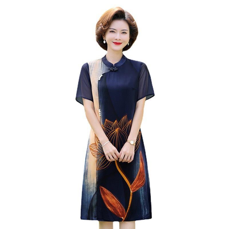 ️Có Big Size️ Đầm Trung Niên Thêu Hoa Cao Cấp Cho Mẹ Đi Tiệc, Váy Suông Trung Niên Sang Trọng Làm Quà Tặng Mẹ