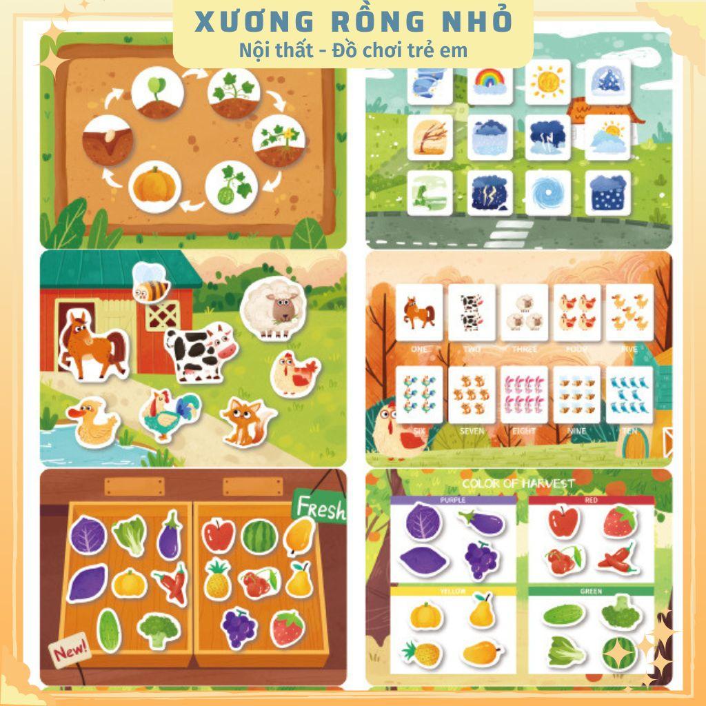 Học liệu bóc dán tiếng anh chủ đề Nông trại, Khủng long, Toán học, Busy Book sách bóc dán Farm, dinosaur