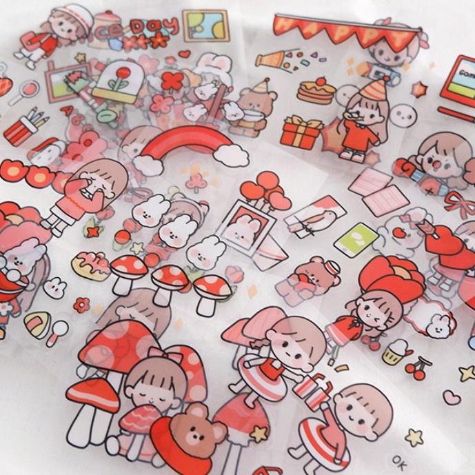 Set 10 tấm sticker dễ thương dán trang trí sổ tay, laptop, ốp điện thoại...