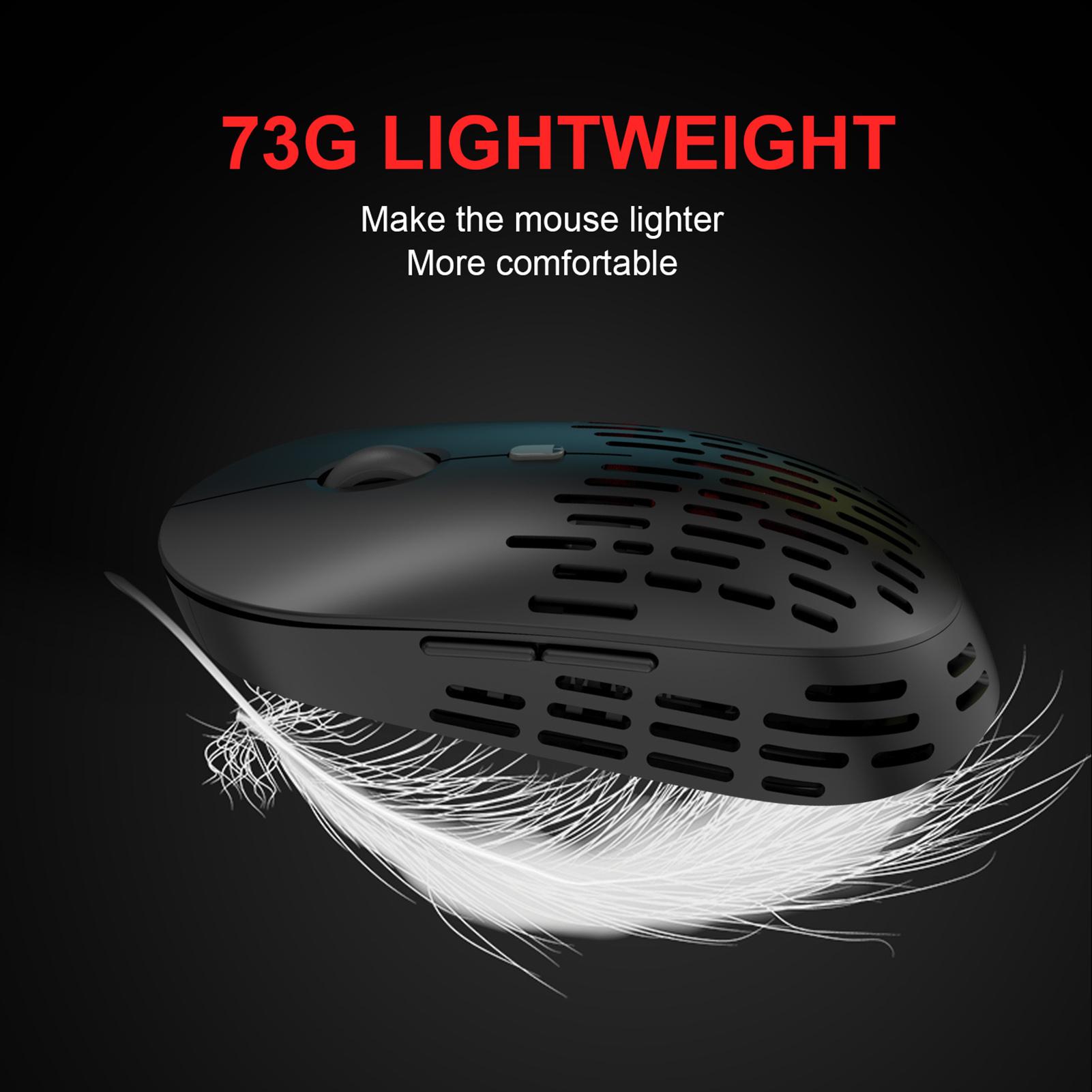 HXSJ T38 2.4G Wireless Charging Mouse Colorful Breathing Light Mouse Lightweight Mute Office Mouse with Adjustable DPI
