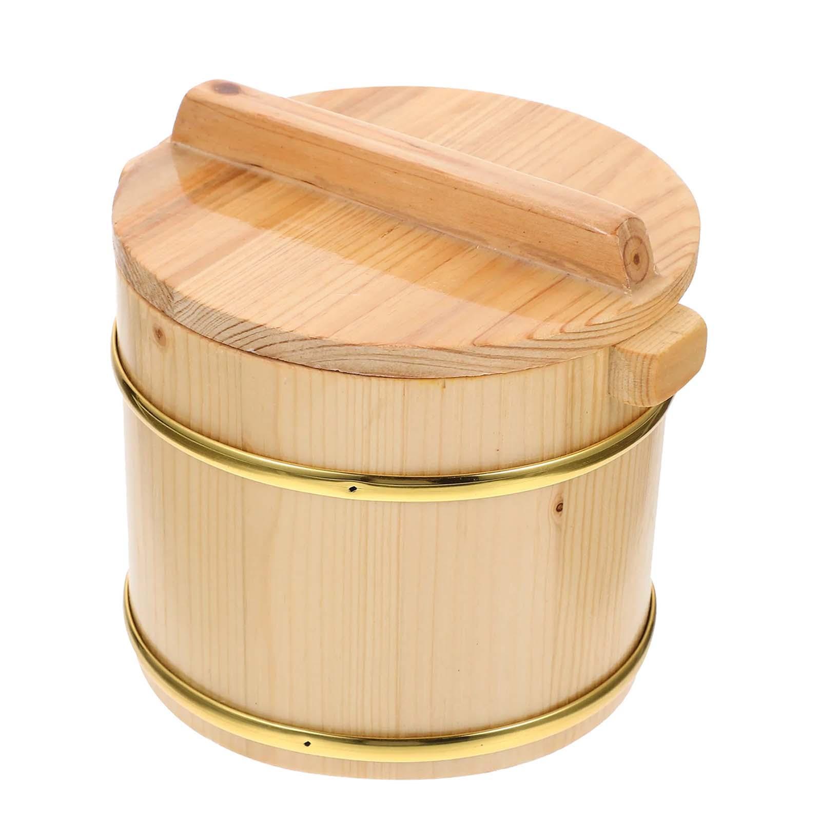 Japanese Rice Bucket, Wooden Sushi Rice Bowl, Reusable 16cm for Restaurant Kitchen Home