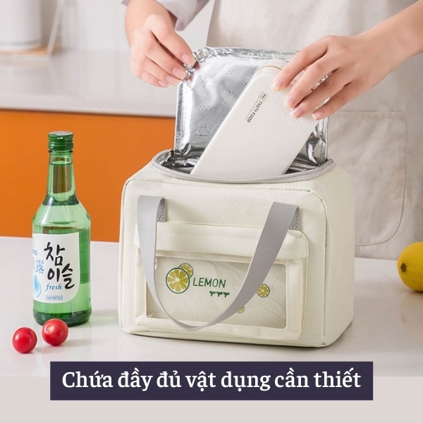 Túi Đựng Cơm Giữ Nhiệt Văn Phòng Đa Năng Kéo Khóa Chống Thấm Cao Cấp Giữ Nhiệt Tốt Tiện Dụng