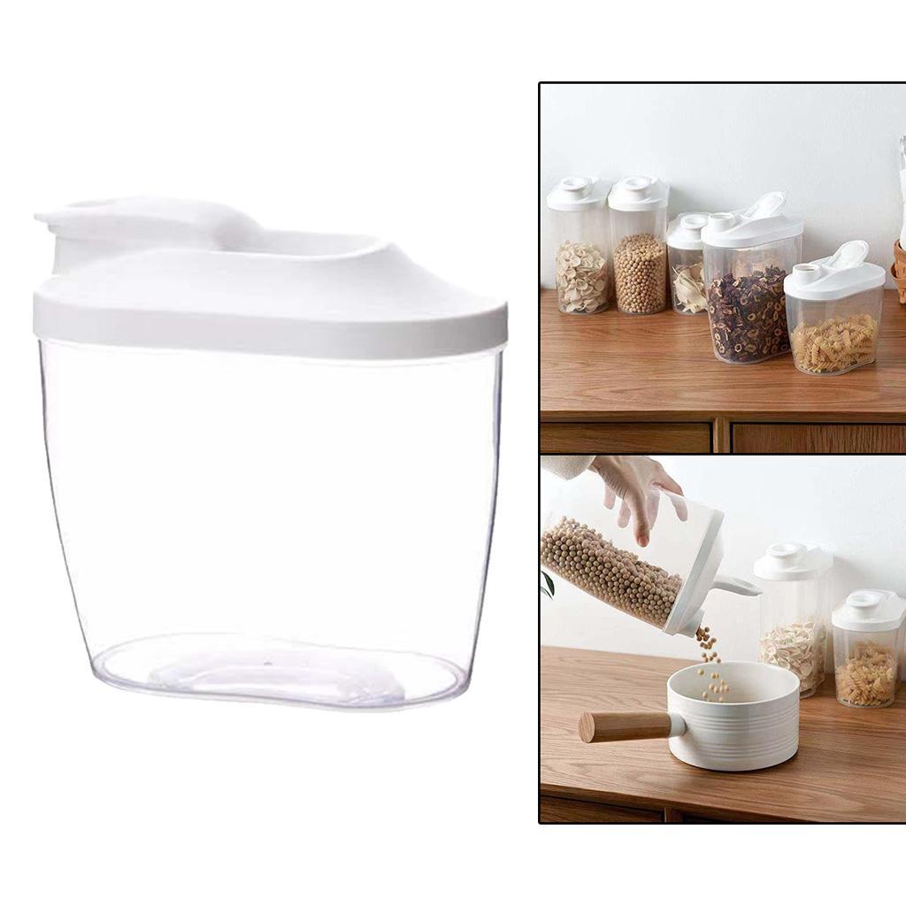2 Pcs Clear Food Storage Container Cereal Dispenser Dry Food Grain Organizer