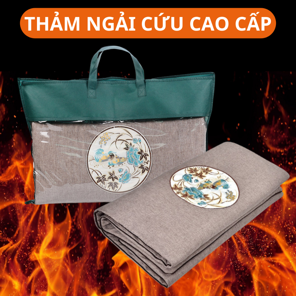 Thảm ngải cứu đông y Trung Hoa 60*150cm sưởi ấm, hỗ trợ điều trị đau mỏi vai gáy xương khớp, Đệm sưởi điện ngải cứu đông y - Hàng chính hãng