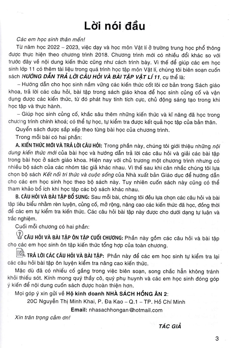 Hướng Dẫn Trả Lời Câu Hỏi & Bài Tập Vật Lí 11 _HA