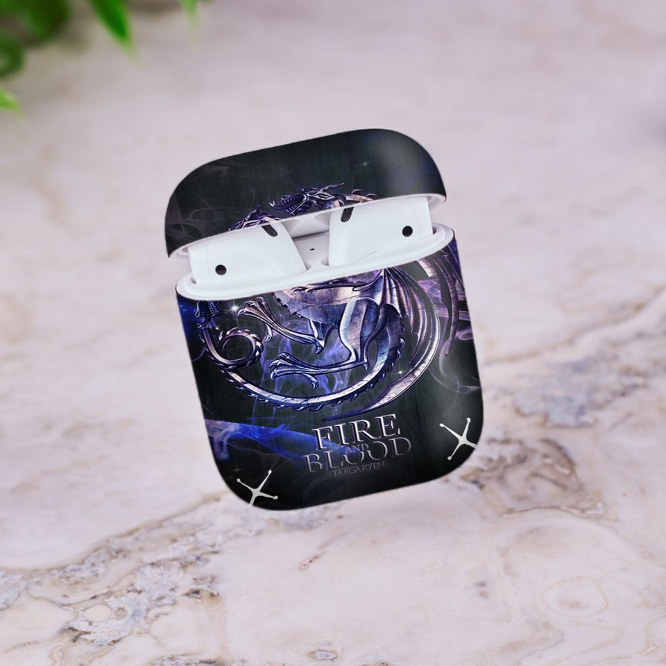 Miếng dán skin chống bẩn cho tai nghe AirPods in hình Game Of Throne - 1014 (bản không dây 1 và 2)