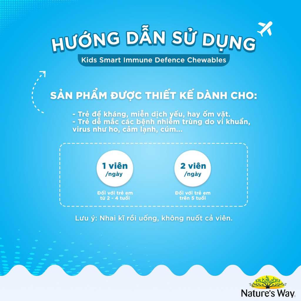 Viên Nhai Cho Bé Nature’s Way Kids Smart Immune Defence Chewables Tăng Cường Miễn Dịch Và Sức Đề Kháng 50 Viên