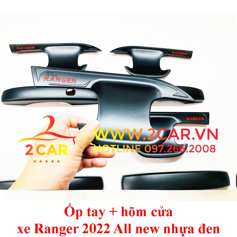 Ốp tay nắm, Hõm Cửa Xe Ford Ranger 2022 2023 nhựa đen cao cấp