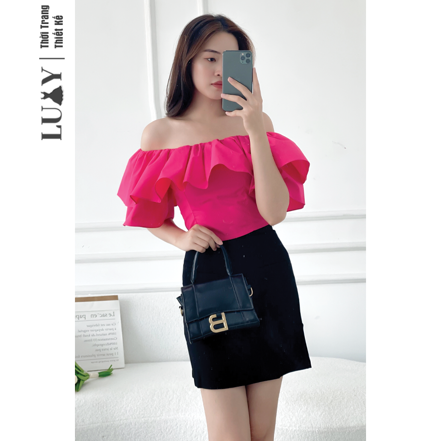 Áo croptop trễ vai LUXY A30030 trendy, phong cách sang chảnh dự tiệc