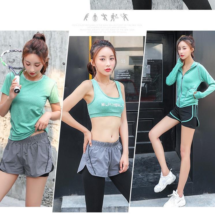 Bộ đồ tập gym yoga Bộ quần áo thể thao nữ Áo Bra quần đùi 2 lớp siêu xinh BT170