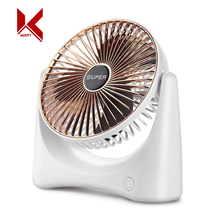 Quạt tích điện mini để bàn Super Fan cao cấp mẫu mới 2023, 3 chế độ gió - K-Mart