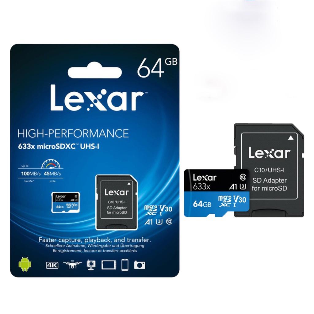 Thẻ nhớ MicroSD Lexar 32GB/ 64GB/128GB class 10 UHS-I - tốc độ100MB/s, kèm Adapter, dùng cho camera, máy ảnh, máy quay - Hàng chính hãng