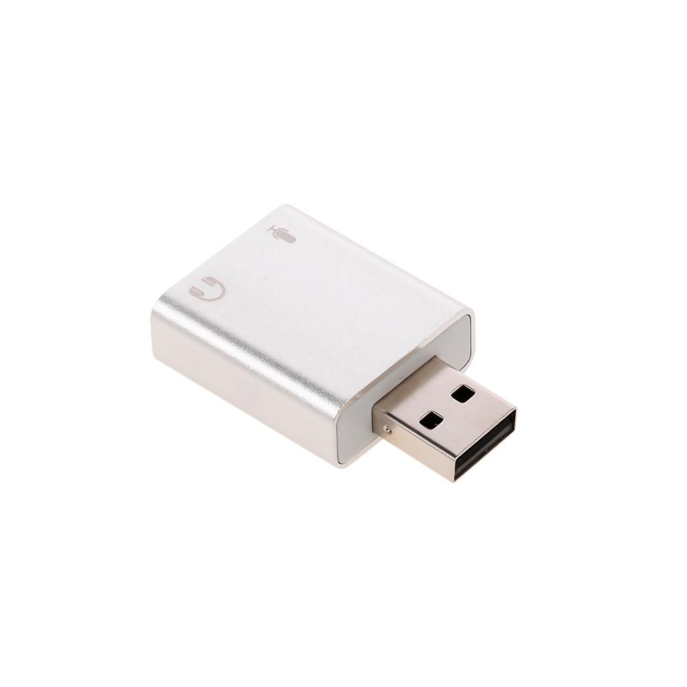 Bộ chuyển đổi âm thanh nổi Hợp kim nhôm cổng USB, micrô 7.1 với giắc cắm 3,5 mm