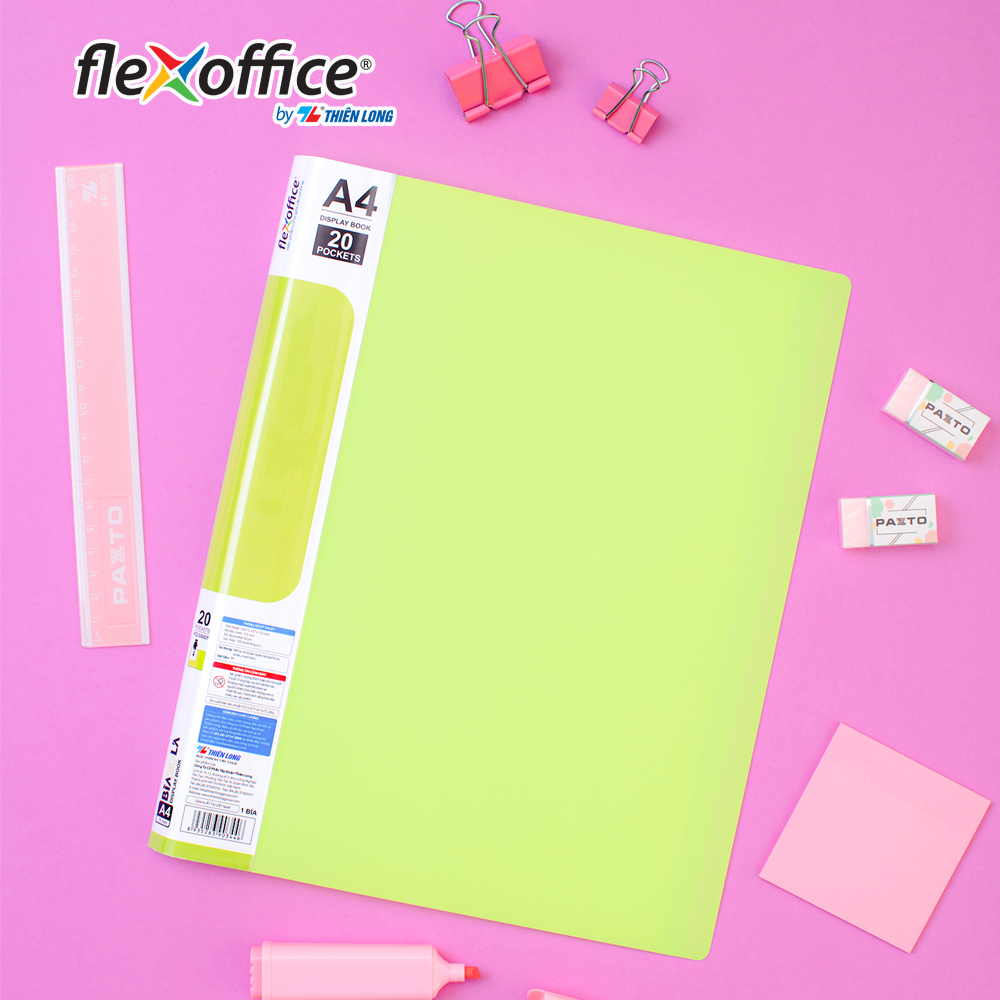 Bìa hồ sơ màu Pastel 20 lá nhựa PP Thiên Long Flexoffice FO-DB007/NĐ