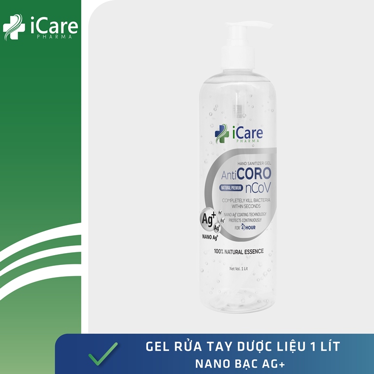 Gel rửa tay khô iCare Pharma - Anti Coro nCoV - Nano Bạc - Chai 1 lít