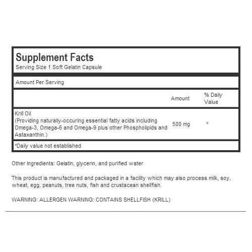 Krill Oil Capsules by Advanta Supplements | Control Cholesterol Level, Support Heart/Brain/Joint Health And Reduce Inflammation | 500mg Of Pure Krill Oil Per Capsule, 60 Soft Gel Capsules