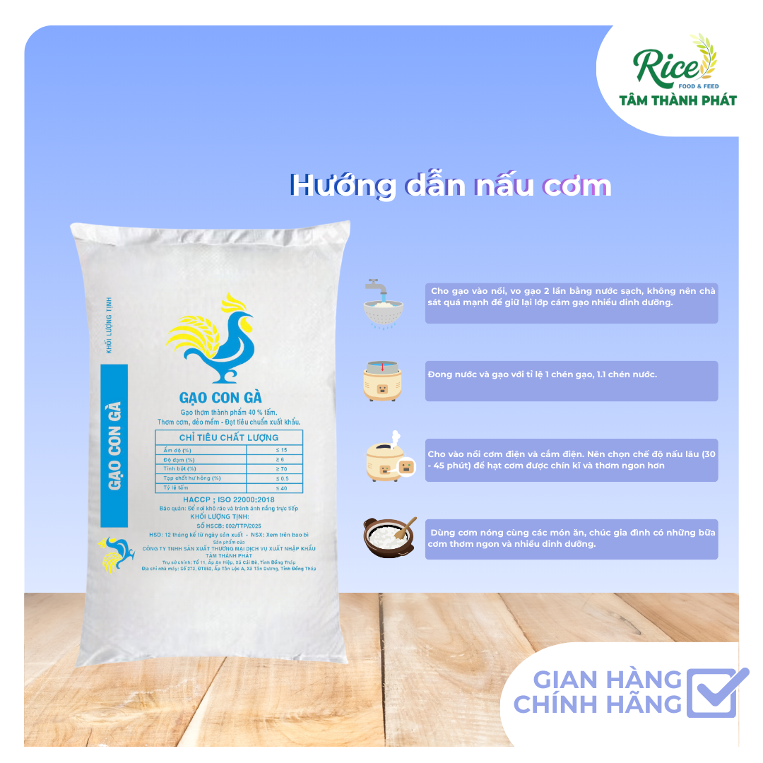 10KG GẠO THƠM 40% TẤM - HIỆU CON GÀ