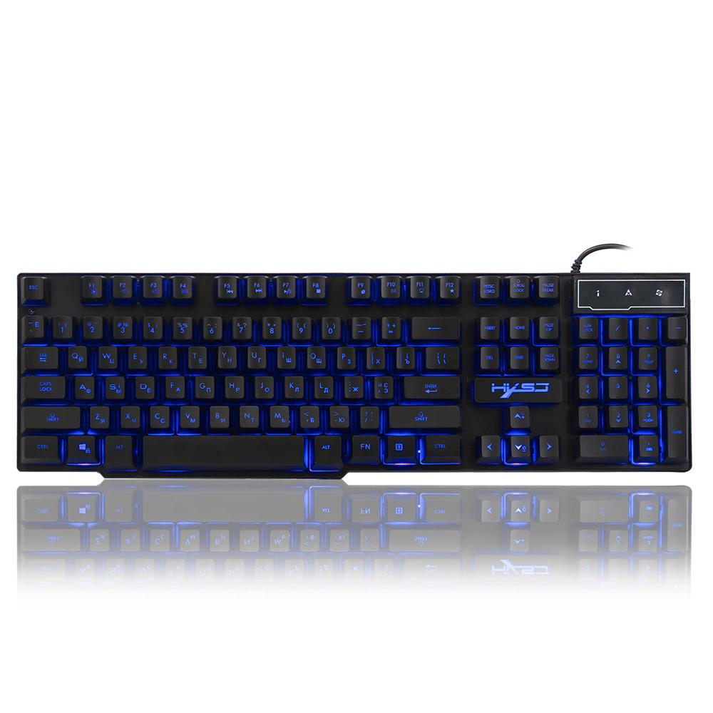 Russian English Gaming Keyboard USB 3 Backlight Modes Floating Keycaps LED Backlit Teclado Gamer 19 Keys Conflict-free