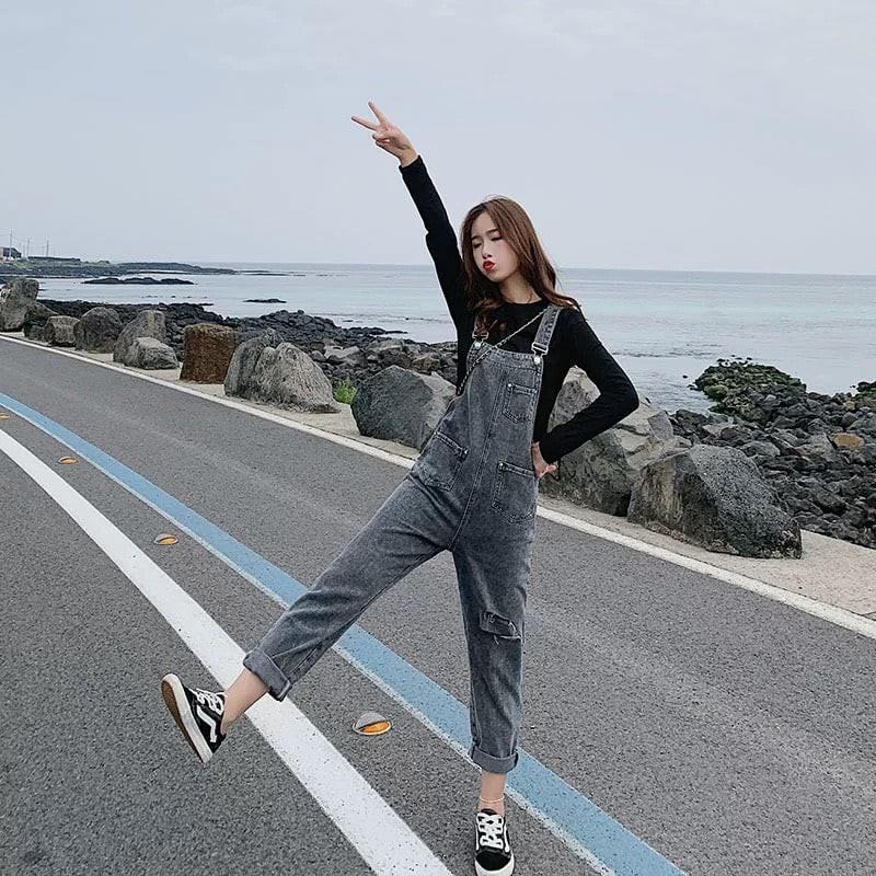 Quần yếm jean nữ dây phối kiểu mới vải jean mịn, mẫu siêu thời trang d3