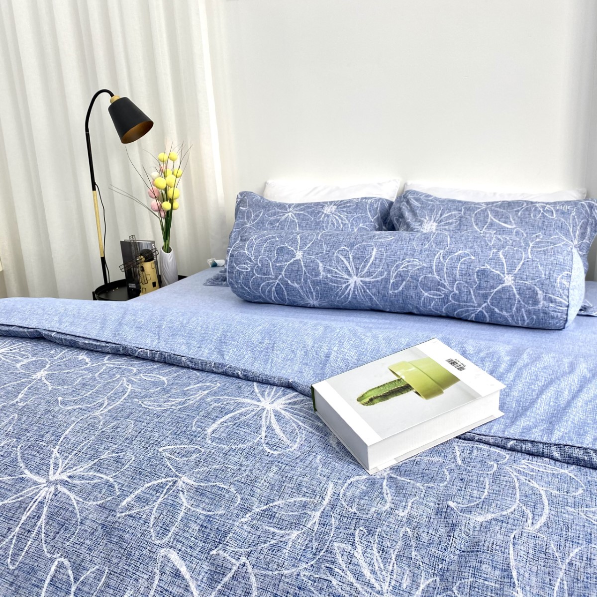 Chăn bốn mùa Hàn Quốc K-Bedding by Everon MicroTencel Xanh In Hoa KMTP111 180*200cm