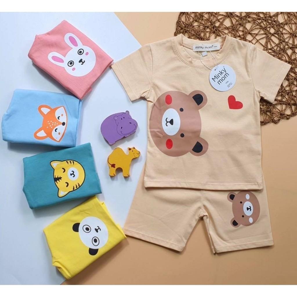 Bộ Cộc Tay Cho Bé FREE SHIP Bộ Minky Mom Cộc Tay Sở Thú Chất Thun Lạnh siêu mềm mịn thoáng mát