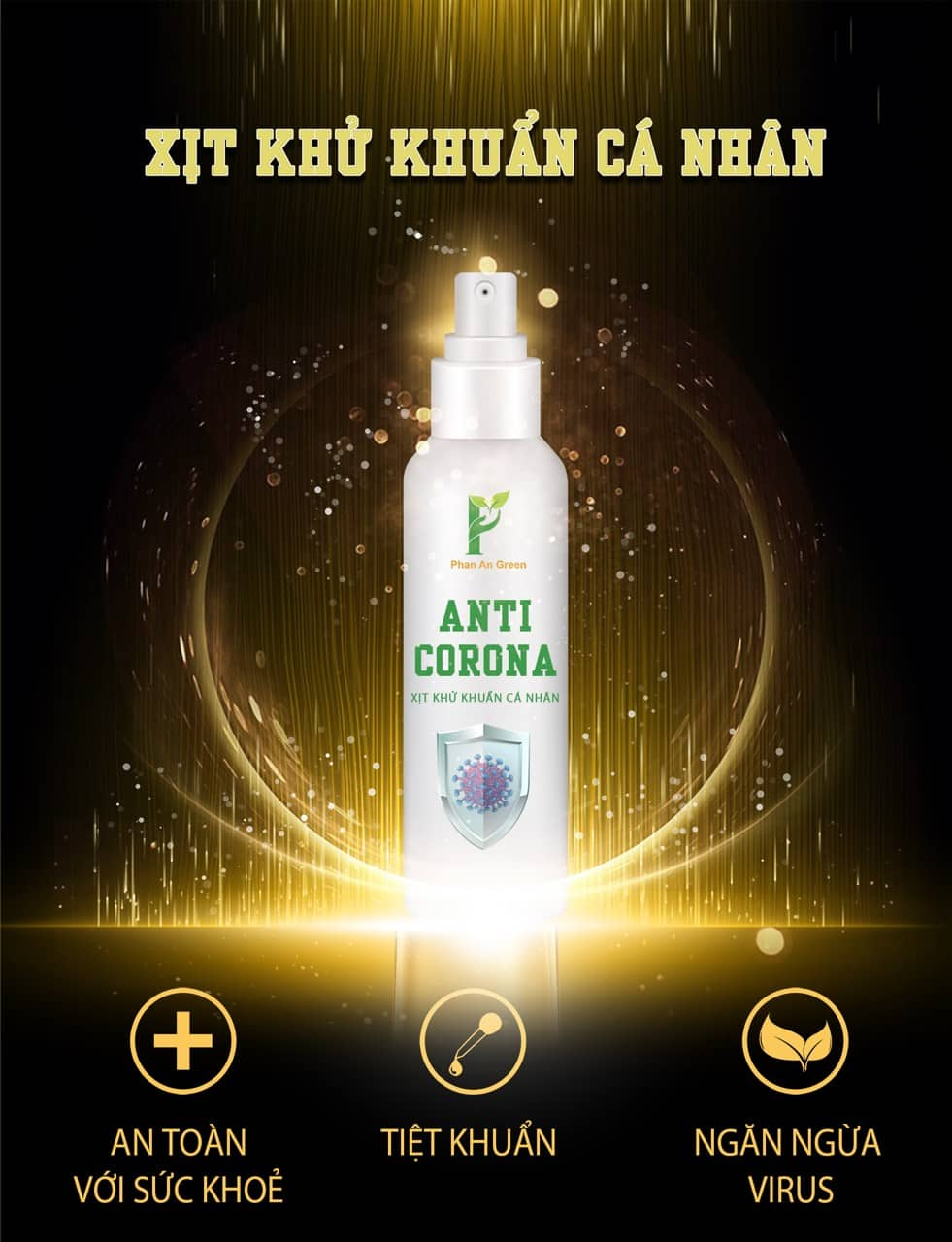 Combo 2 chai Xịt Kháng Khuẩn Cá Nhân Nước rửa tay khô ANTI CORONA 100ml Xịt được lên Khẩu Trang