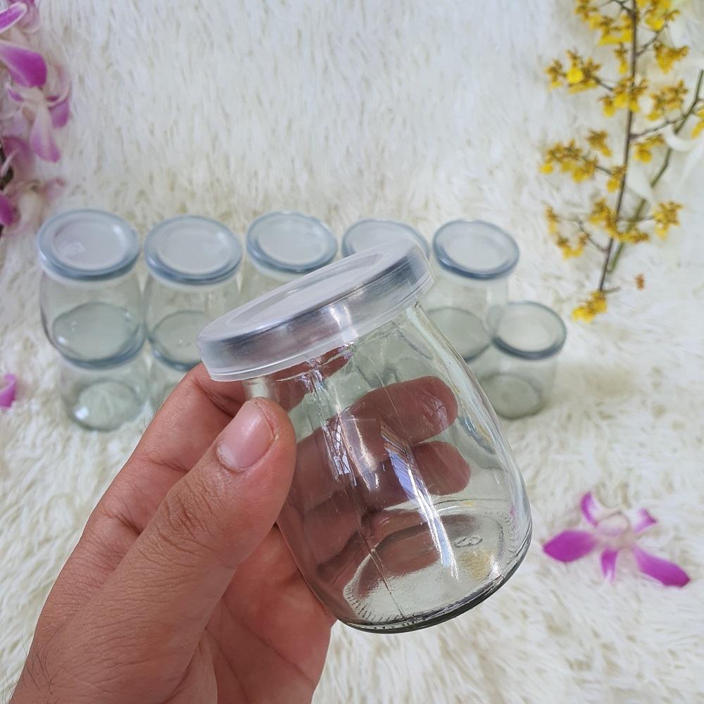 Bộ 12 Hủ/ Lọ Thủy Tinh 100ml Đựng Sữa Chua, Yaourt, Thạch, Thức Ăn Dặm Bé Nắp Nhựa Không Hôi