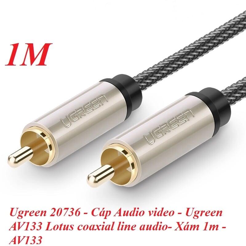 Ugreen UG20736AV133TK 1M màu Xám Cáp âm thanh bông sen Coaxial cao cấp - HÀNG CHÍNH HÃNG